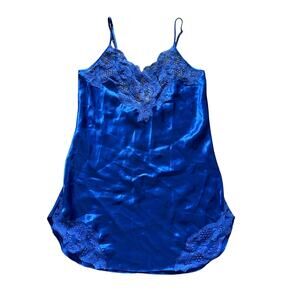 VTG VICTORIA'S SECRET Gold Label Cobalt blue Chemise Cami Size MP Retro Classic